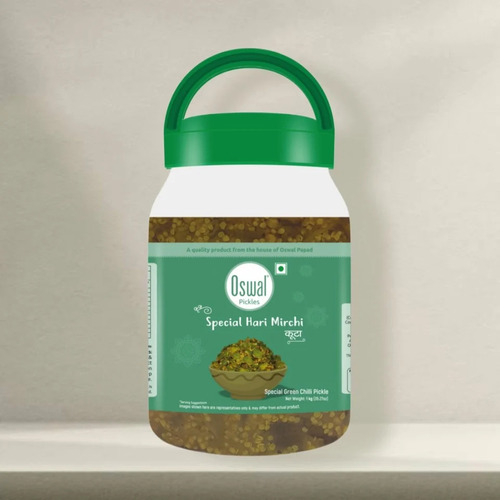 Hari Mirchi Koota Pickle - Mustard Oil Preservation, Highly Vegetarian, Spicy and Salty Taste, Tasty and Delicious
