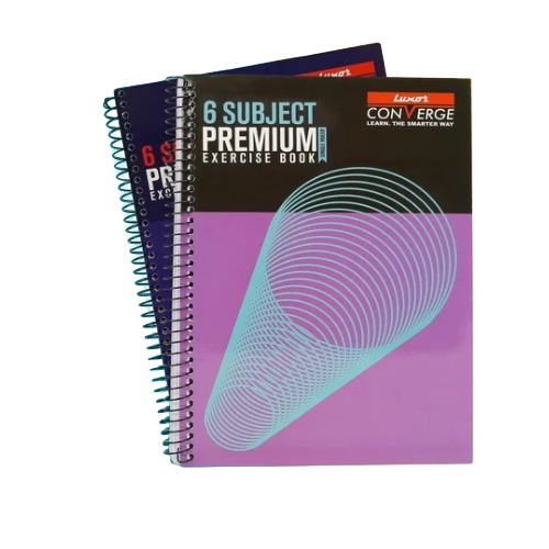 Luxor 6 Subject Exercise Notebook - Laminated Paper Cover, 251-300 Pages | Snag Free Spiral Binding, Fun Activity Pages