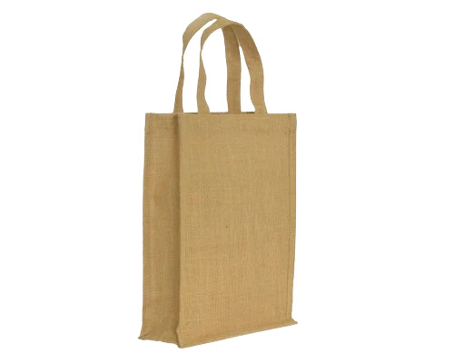 Natural Brown Jute Bag - Durable, Washable, 25(W) X 34(L) X 10(G) cm | Eco Friendly, Plain Pattern, Customized Weight and Design, Hand Length Handle