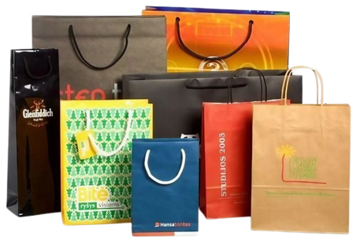 Paper Shopping Bag - 2kg Capacity, Multi-Colored Design | Biodegradable, Moisture Proof, Recyclable, Rope Handles