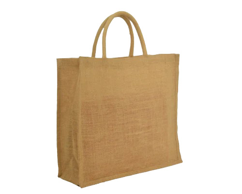 Plain Jute Shopping Bag - New, Durable Eco-Friendly Material | 39x35x15 cm, Brown Color, Hand Length Handle, Washable Design, Customizable Weight