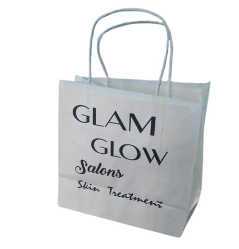 Printed Paper Shopping Bags - 8x10 Inches White Color with Biodegradable Moisture Proof Recyclable Features and Rope Handles