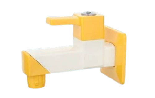Ptmt Short Body Bib Cocks - Durable PVC, Customized Size, Glossy Finish | Round Shape, White & Yellow Color, Wall Mounted Design