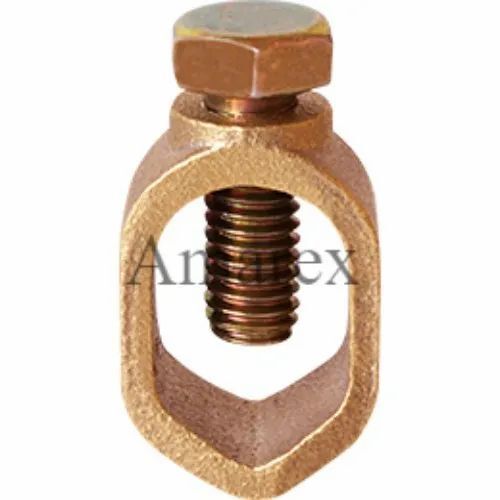 Rod To Conductor Clamps - Brass Material, Customized Size, Golden Color - Durable O Shape Structure, Fine Finished Quality
