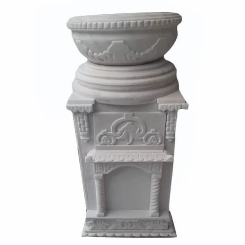 White Marble Tulsi Stand - 30x6 Inch , Fine Finished Durable Design for Religious Activities