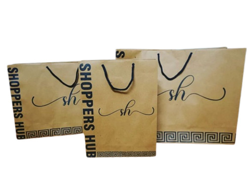 Printed Garment Paper Bag - SBS Paper, 5kg Capacity, Brown Color, 180-350 GSM | Biodegradable, Moisture Proof, Recyclable, Handmade, Customized, Reusable with Rope Handle