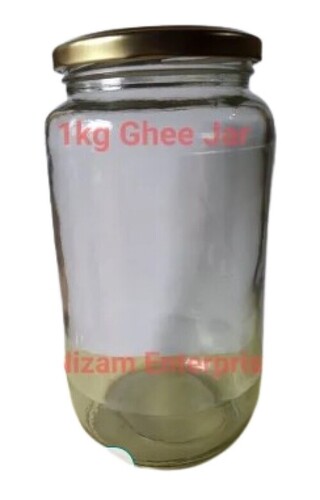 1 Kg Ghee Glass Jar - Transparent Glass Plain Pattern | Lightweight Leak Resistant Pocket Friendly Pricing On-Time Delivery