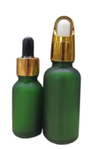10ml Frosted Green Glass Bottle - Glass Material, 10ml Size, Green Color | Lightweight Design, Value for Money, Plain Pattern