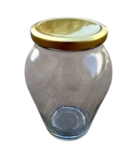 Glass Matki Jar - 500ml Transparent Glass, Leak Resistant, Plain Design for Safe Storage