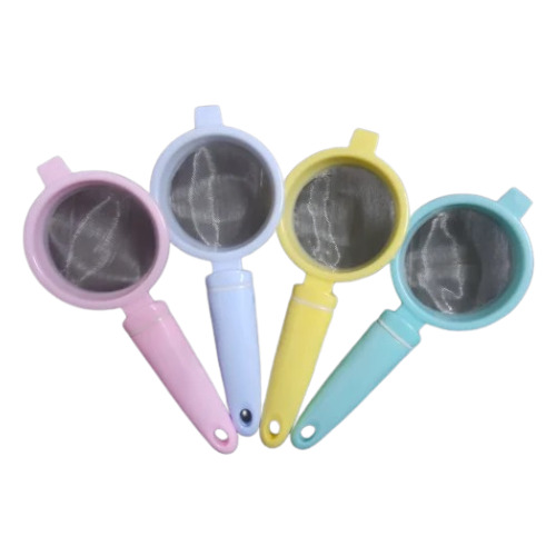 7 Inch Plastic Tea Strainer - Glossy Multicolor Finish, Round Design with Grater | Perfect for Kitchen Use and Food Preparation