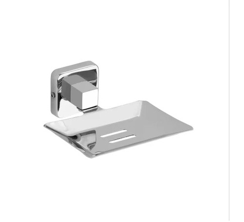 Bathroom Single Soap Dish - Stainless Steel, Rectangular Shape, Chrome Finish | Corrosion Resistant, Wall Mounted, Silver Color