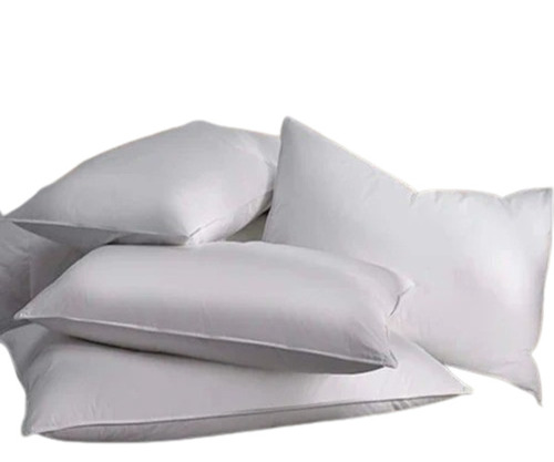Cotton Pillow - 30 x 60 cm, White Color | Foam Filling, Plain Dyed Woven Cover, Hand Washable