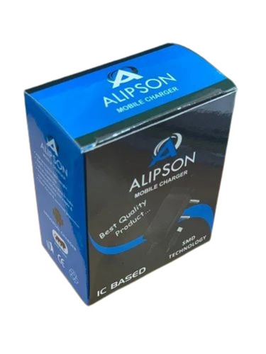 Blue Mobile Charger Packing Box - Kraft Paper, Customized Size, Multicolor | Glossy Lamination, Special Effects Printing, Lightweight Rectangular Design