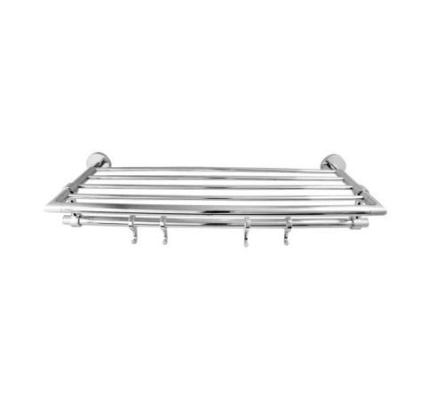 Brass Bathroom Towel Rack - Glossy Finish, Rectangular Shape, Silver Color | Corrosion Resistant, Wall Mounted Design