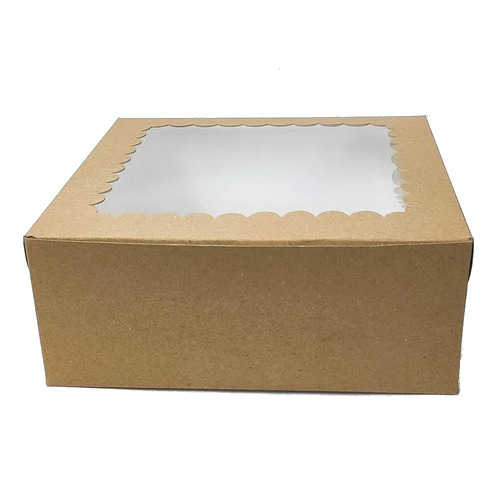 Cake Packaging Box - Cardboard, 250 Gram Capacity, Brown Color, Glossy Lamination, With Window, Embossed Design