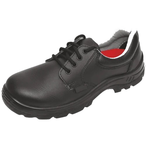 Camelion Abrigo Safety Shoes - Leather Upper, PU Outsole, Black Color | Waterproof, Steel Toe, Low Ankle Design for Men