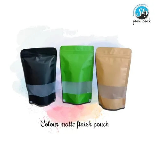 Colour Stand Up Zipper Pouch - Laminated Material, Various Colors | Durable and Eco-Friendly Packaging Solution