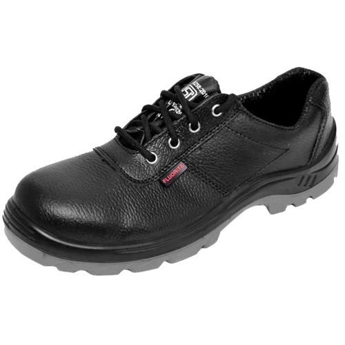 Flourite Abrigo Safety Shoes - Steel Toe, Size 8, Black Leather | Low Ankle, Waterproof, PU Outsole, Men's Design
