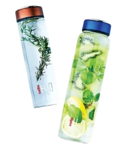 Glass Bottle - Standard Size, Transparent | Printed Design, Lightweight, Leak Resistant, Crack Resistant Material