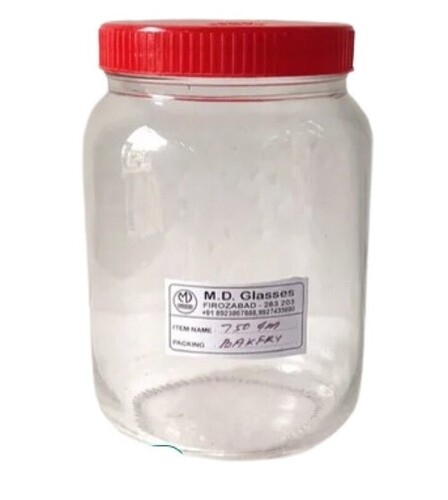 Glass Candy Jar 750 Gm - Glass Material, 750 Gm Size, Transparent Color | Lightweight Design, Leak Resistance, Solid Structure