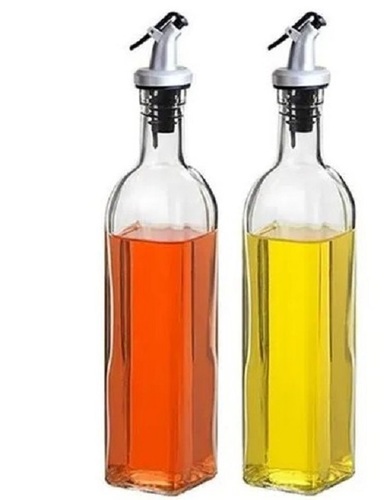 Glass Oil Bottle - Standard Size, Transparent Glass | New, Easy to Clean, Crack Resistant, Plain Design