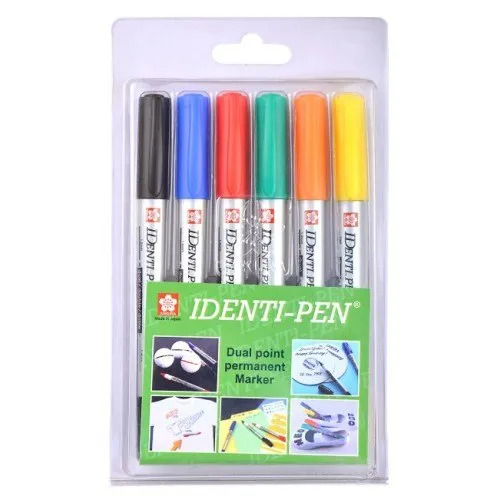 Identipen Dual Tip Permanent Marker Set Of 6