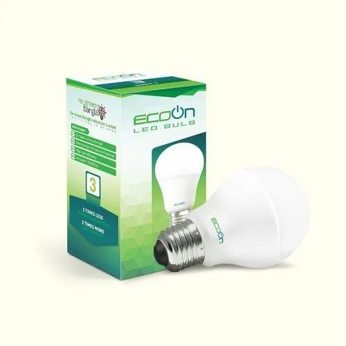 Led Bulb Packaging Box - Duplex Board Material, 4-6 mm Thickness, Multicolor Printed Design | Bio-degradable, Glossy Laminated Finish, Standard Square Size