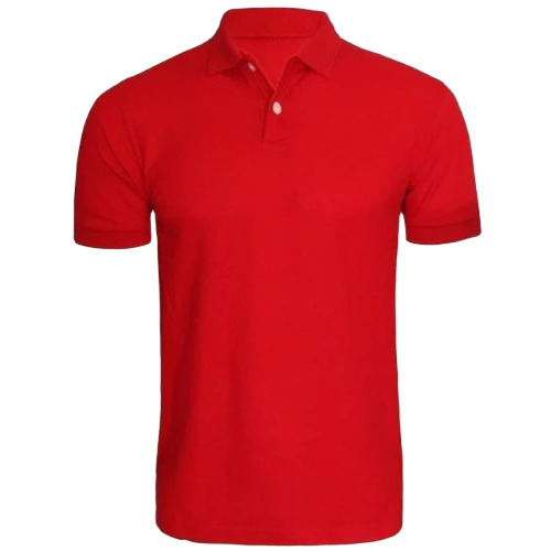 Men Plain Red T Shirt - Cotton, Regular Fit, Short Sleeves , Polo Collar, Casual Wear with Attractive Pattern , Soft and Comfortable