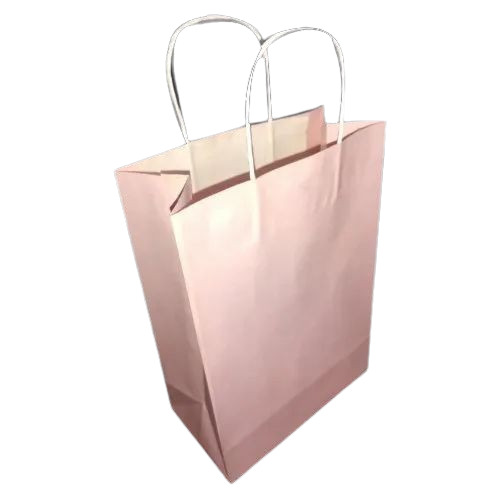Pink Paper Carry Bag - Paper 9x8x4inch 2kg Capacity | Biodegradable Moisture Proof Recyclable Rope Handle Design