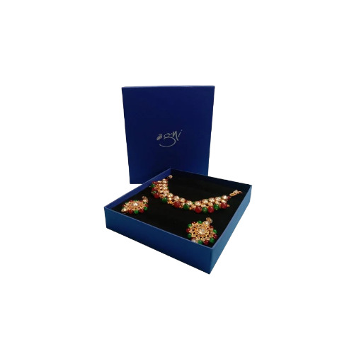 Plain Top Bottom Big Necklace Box - Cardboard, 230x205x40 mm, Navy Blue, Bio-Degradable | Ideal for Gifts & Crafts, Matte Finish, Square Shape, Necklace Fit