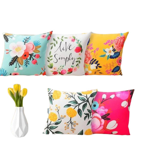 Cotton Foam Pillow - 30 x 60 cm , Rectangle Shape, Multicolor Plain Dyed Cover