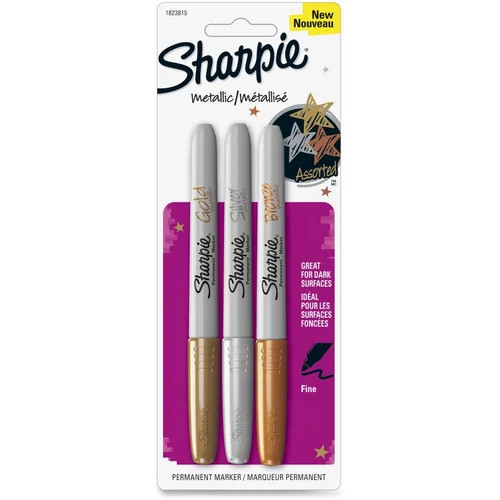 Sharpie Metallic Permanent Markers - Opaque Permanent Ink, Round Shape | Stunning Sheen in Gold, Silver, Bronze - Fade and Water-Resistant