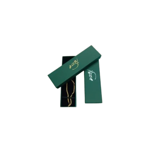 Chain Packaging Box - 240x65x40mm | Bio-degradable Cardboard, Green Color, Printed Design for Gifts and Jewelry