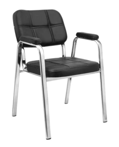 Visitor Chair - Stainless Steel, 20-21 Inches Seating Height, Black Color | Easy To Clean, Long Lasting, Modern Design, 1 Year Warranty