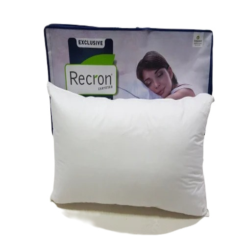 White Bed Pillows - Cotton, 30 x 60 cm, Plain Dyed, White Color, Foam Filling, Rectangle Shape | Hand Wash Care, Woven Cover Style