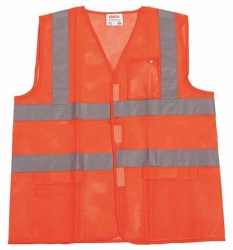 Ap-154 Reflective Safety Vest - Polyester, Large Size, Orange Color | Long Lasting, Sleeveless Design for All Seasons