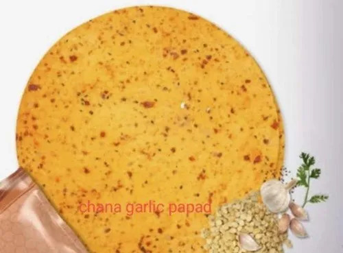Chana Lahsun Papad - Crispy Round Snack | Vegetarian, Salty Flavor, Suitable for All Ages
