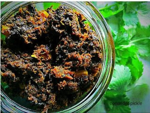 Coriander Vegetable Pickle - Spicy Vegetarian Delight in Mustard Oil | Salty, Tasty, Delicious Pickles with Oil Preservation