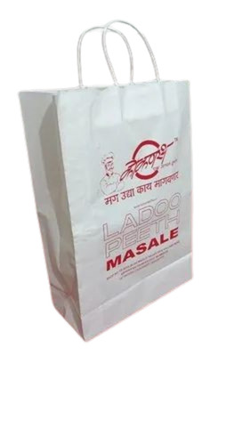 Customised Paper Bag - 5kg Capacity, White Color with Printed Design | Biodegradable, Moisture Proof, Recyclable, Rope Handles