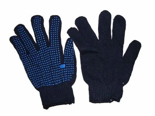 Frontier Cotton Dotted Hand Gloves - Blue Cotton, Full Finger Style | Comfortable, Washable, Easy to Use