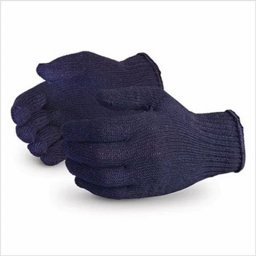 Hand Knit Glove - Medium Size, Blue Woolen Fabric | Breathable, Durable, Long Lasting, Washable, Full Finger Design for Women