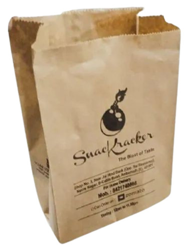 Kraft Paper Grocery Bag - 3kg Capacity, Brown Printed Folding Design | Eco-friendly, Durable, Versatile Usage