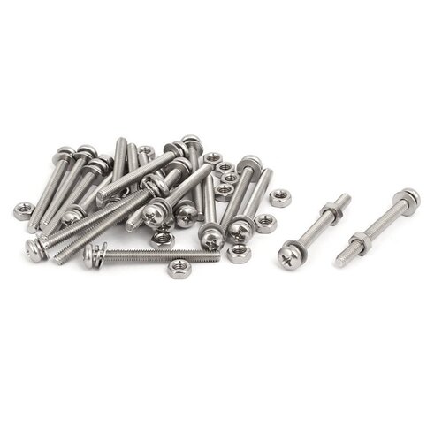 Pan Head Screws Washer - Stainless Steel, Flat Wide Round Head, Grey | Built-In Washer for Even Pressure Distribution, Corrosion-Resistant