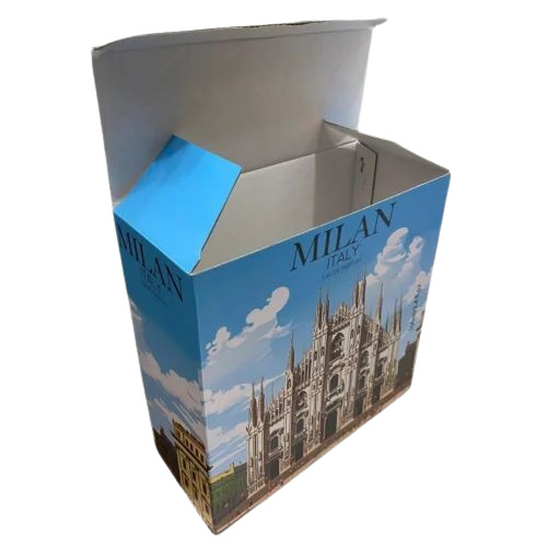 Printed Corrugated Boxes - Single Wall 3 Ply, L7" X W 2 3/4" X H4", Square Bottom Design With 5 Kg Weight Holding Capacity