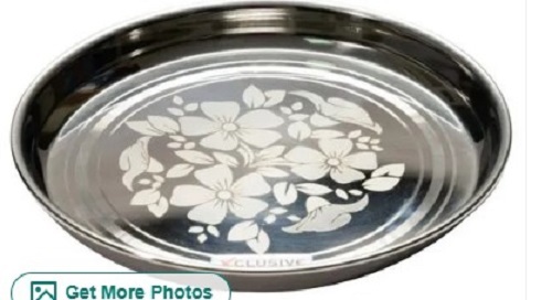 SS Dinner Plate - Stainless Steel, Customize Size, Silver Color | Long Lasting Finish, Glossy Surface, Anti Rust, Easy to Clean