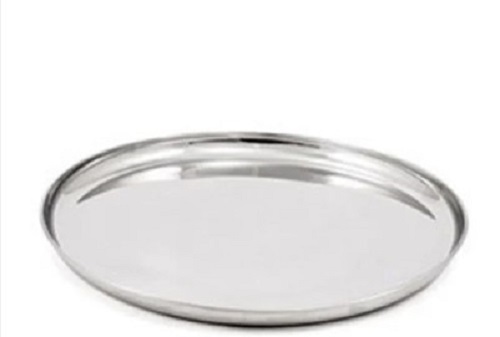 Stainless Steel Dinner Plate - Round, Glossy Finish | Rust Resistant, Silver Color, Various Sizes Available