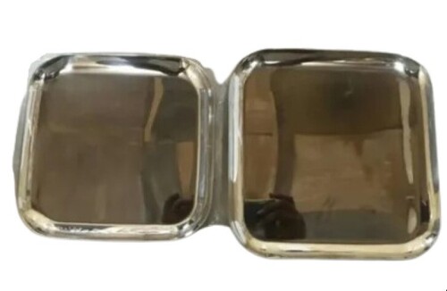 Stainless Steel Square Plates - Glossy Finish, Lightweight Design | Customizable Size, Silver Color, Ideal for Dinner Use
