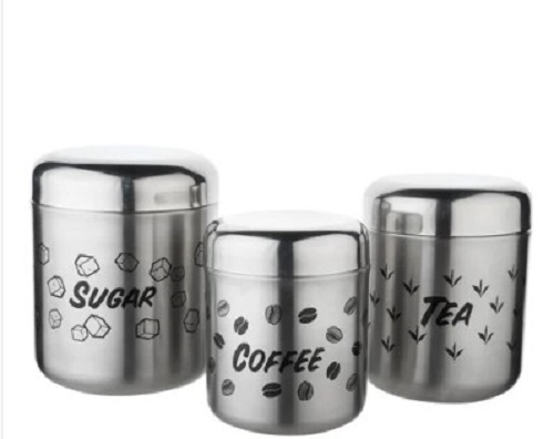 Stainless Steel Tea Sugar Canister - Lightweight, Rust-Resistant | Plain Design, New Condition, Tested for Quality Standards