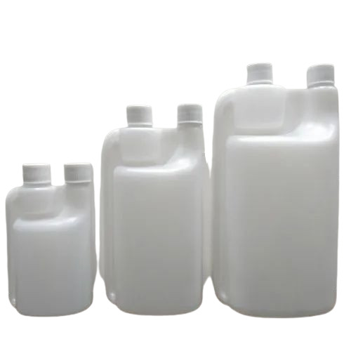 Twin Neck HDPE Bottle - 28mm Neck Size, White Color, Set of 3 Pieces | Ideal for Chemical Storage, Square Shape