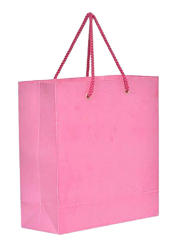 Loop Handle Paper Bag - 8 X 10 Inch, Pink Color | Biodegradable, Moisture Proof, Recyclable, 4 Kg Capacity